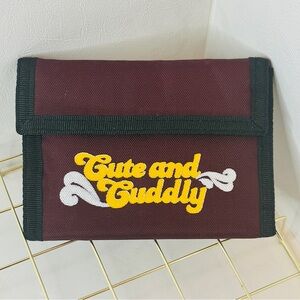 Vintage Style Trifold Maroon Cute and Cuddly Wallet